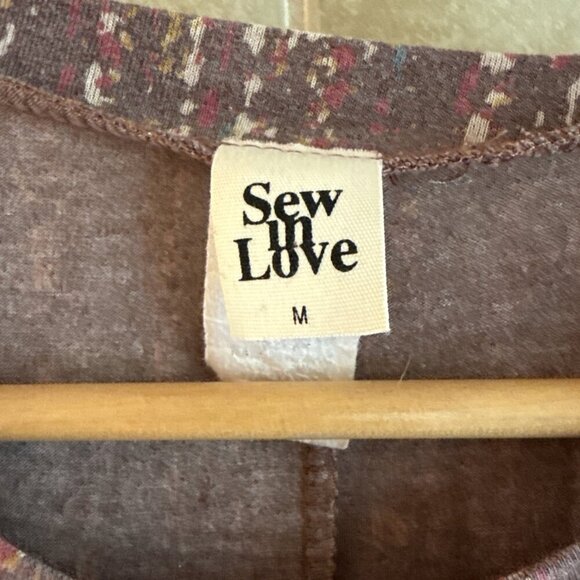 Sew In Love Top Sz M Women’s Artsy Boho Tunic Top Brown Multicolored W/Pockets - Picture 2 of 12